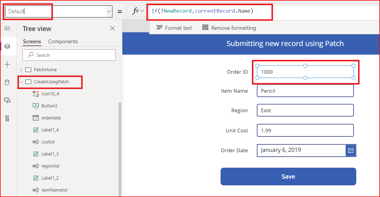 Using Patch function to submit data from a Custom Form in Power Apps ...
