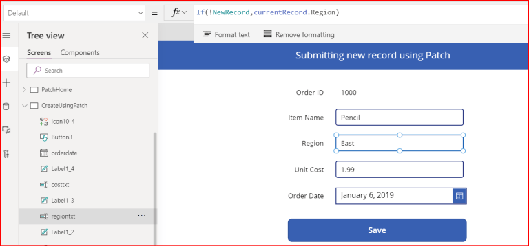 Using Patch function to submit data from a Custom Form in Power Apps ...